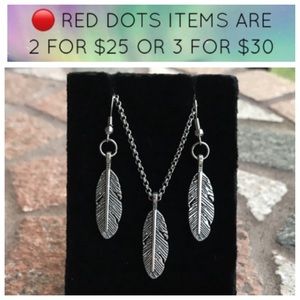 🔴SALE ! leaf necklace & earrings set steel chain